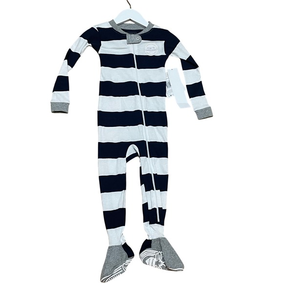 Burt's Bees Baby Other - Burt's Bees Baby 24M Striped Foot Pajamas Snug Fit Organic Cotton Sleepwear NWT